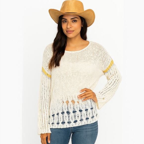 Fate NWT Boho Oversized Ivory Knit Sweater Size Small Fall Winter Pullover - Picture 1 of 10